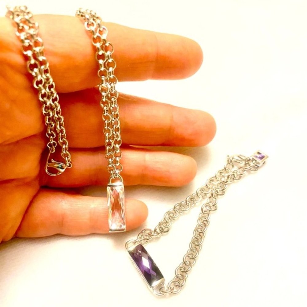 Asymmetrical Colours Baguette Cabochons Stones set of Necklace and Bracelet ??